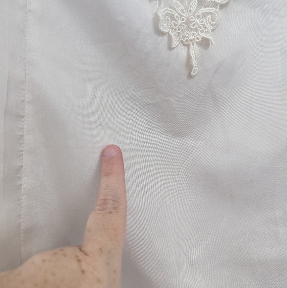 Vintage Victorian Revival Satin Embroidery Bib Collar Top Cottagecore - Picture 5 of 12